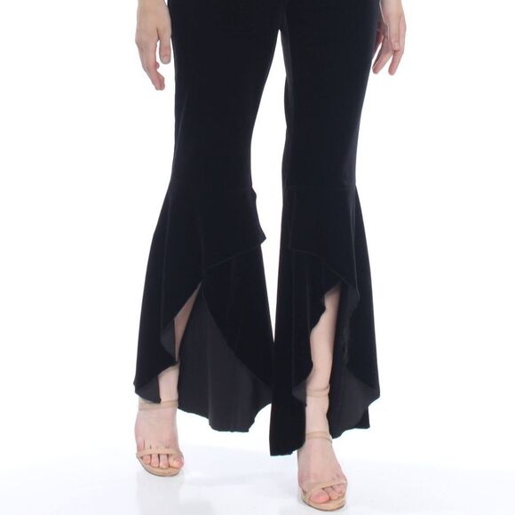NWT INC Womens Black Slitted Ruffled Wide Leg Evening - Picture 3 of 8